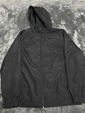 Men's Black Hooded Windbreaker Jacket